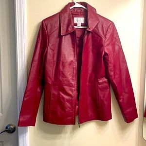 Red leather jacket